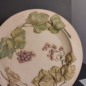 Vintage Hen and Feathers Wall Plaque, Grapes "Vin Raisins"
